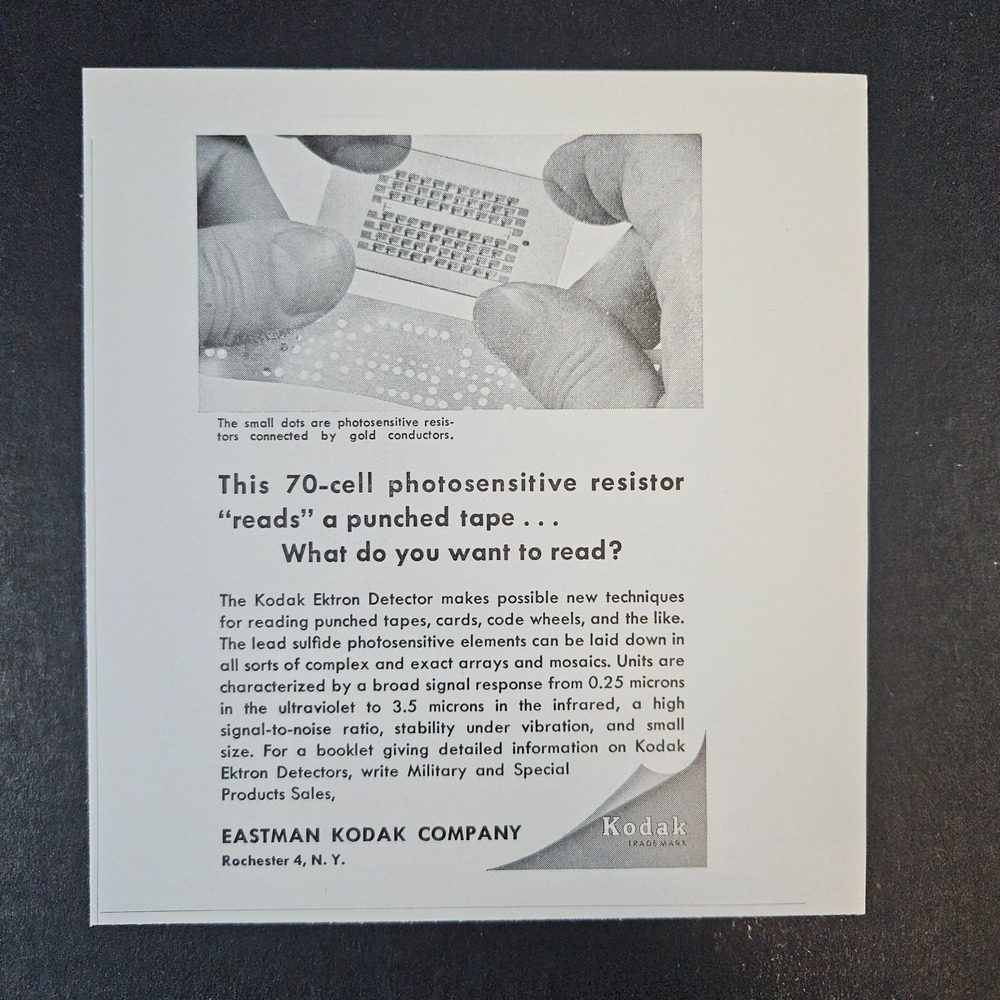 1958 Eastman Kodak 70-Cell Photosensitive Resistor Vintage Print Ad Rochester NY